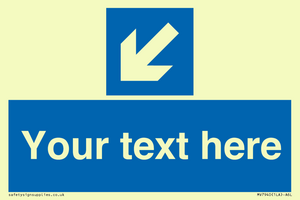 Custom Mandatory directional sign, blue arrow down and left